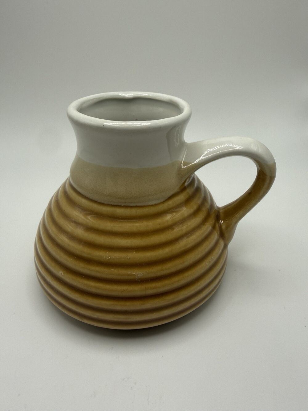 Vintage 1970s No Spill Mug Pottery Handmade Bee Hive Shaped Tea Coffee Cup